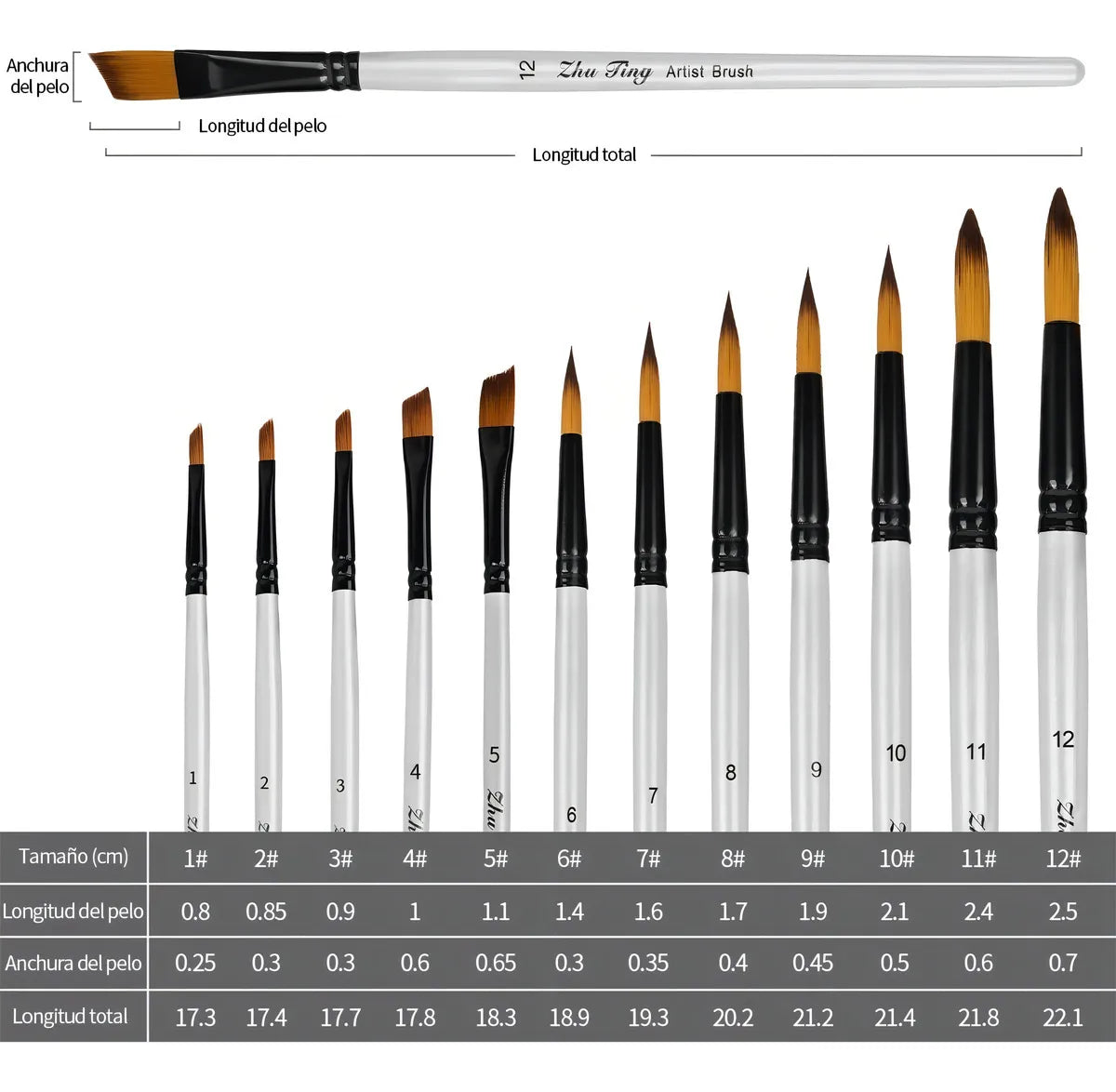 Juego De 24 Pinceles Zhu Ting Para Acuarelas Hechos De Nailon