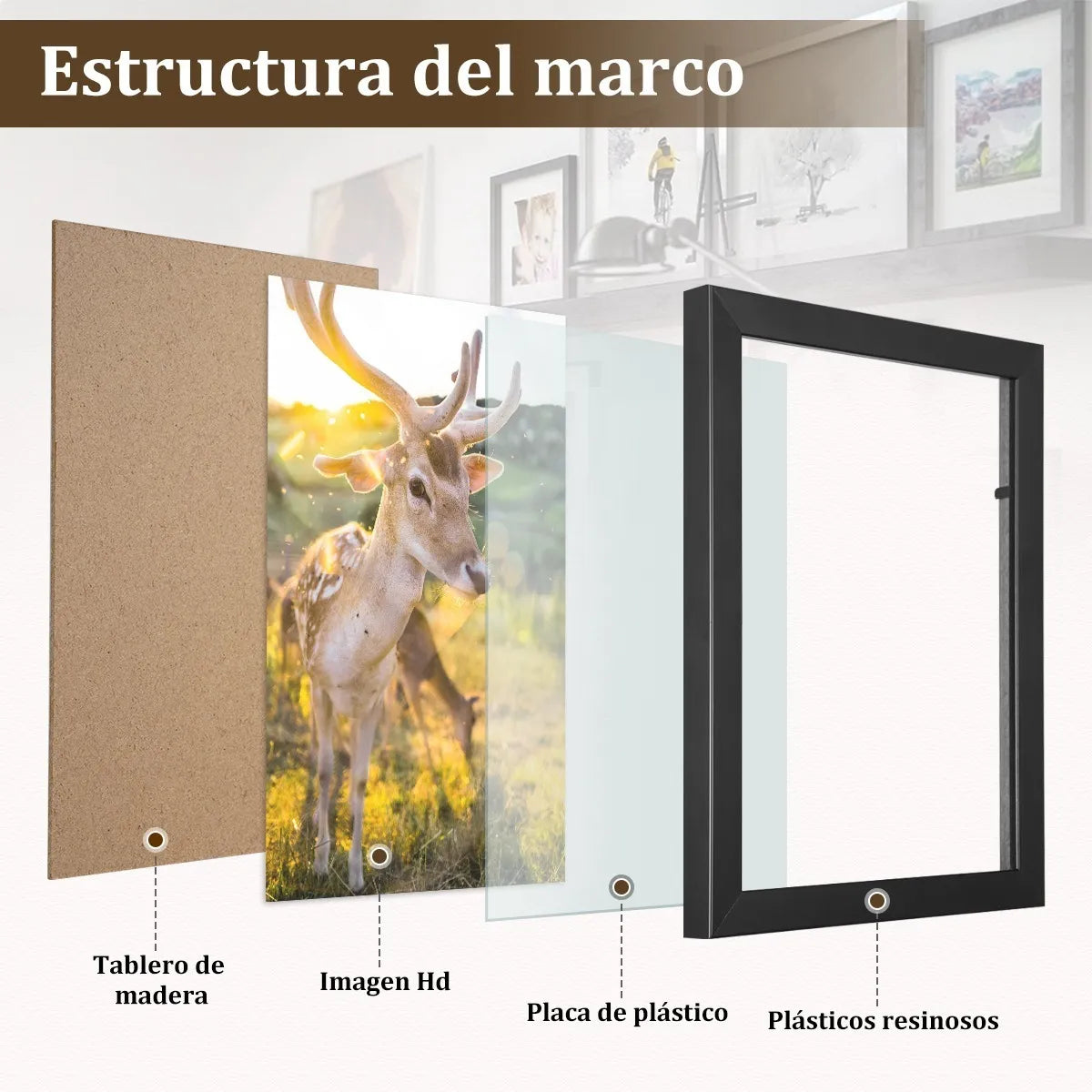 9pcs Fotos Marco , Portaretrato Decoración De Cuartoes