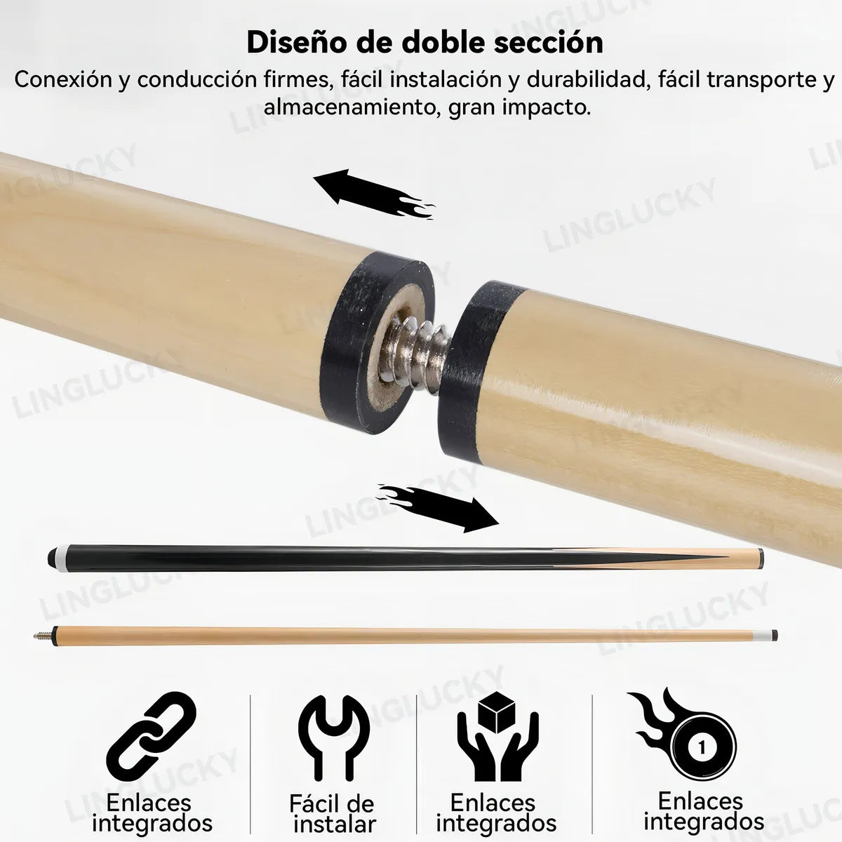 1pcs Tacos Billar De Maple Palos Snooker Desarmable Pool Cue Stick Professional Palo De Billar Portátil Barra De Billiard Palo De Piscina Para Principiantes Ejercicios De Entretenimiento 145cm