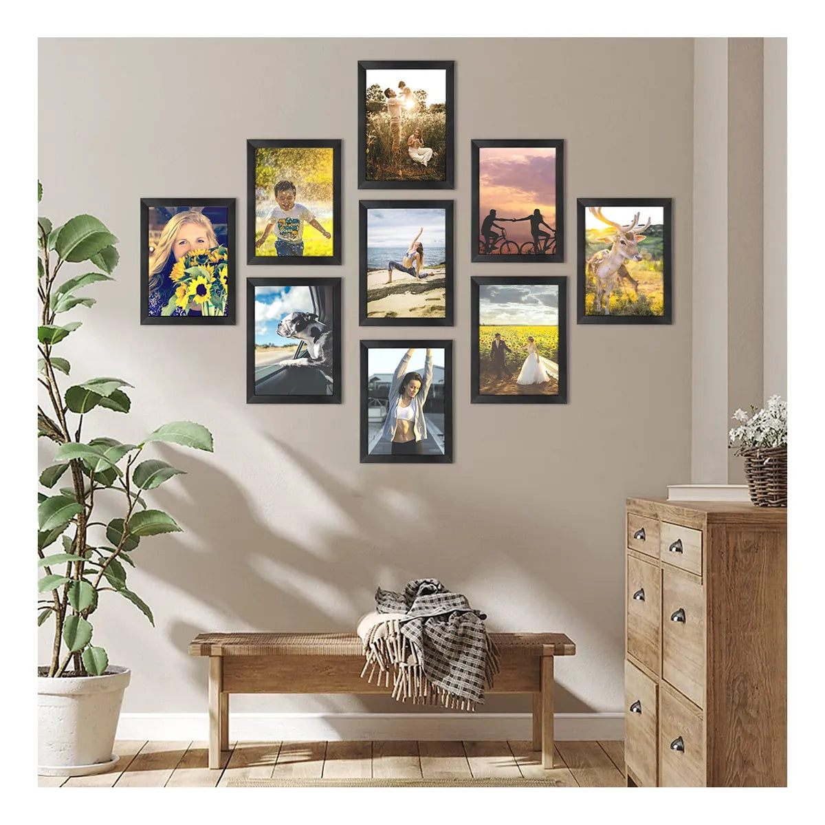 9pcs Fotos Marco , Portaretrato Decoración De Cuartoes