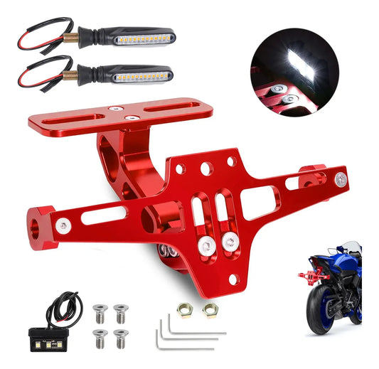Soporte Placa Universal Para Moto Ajustable Con Luces Led