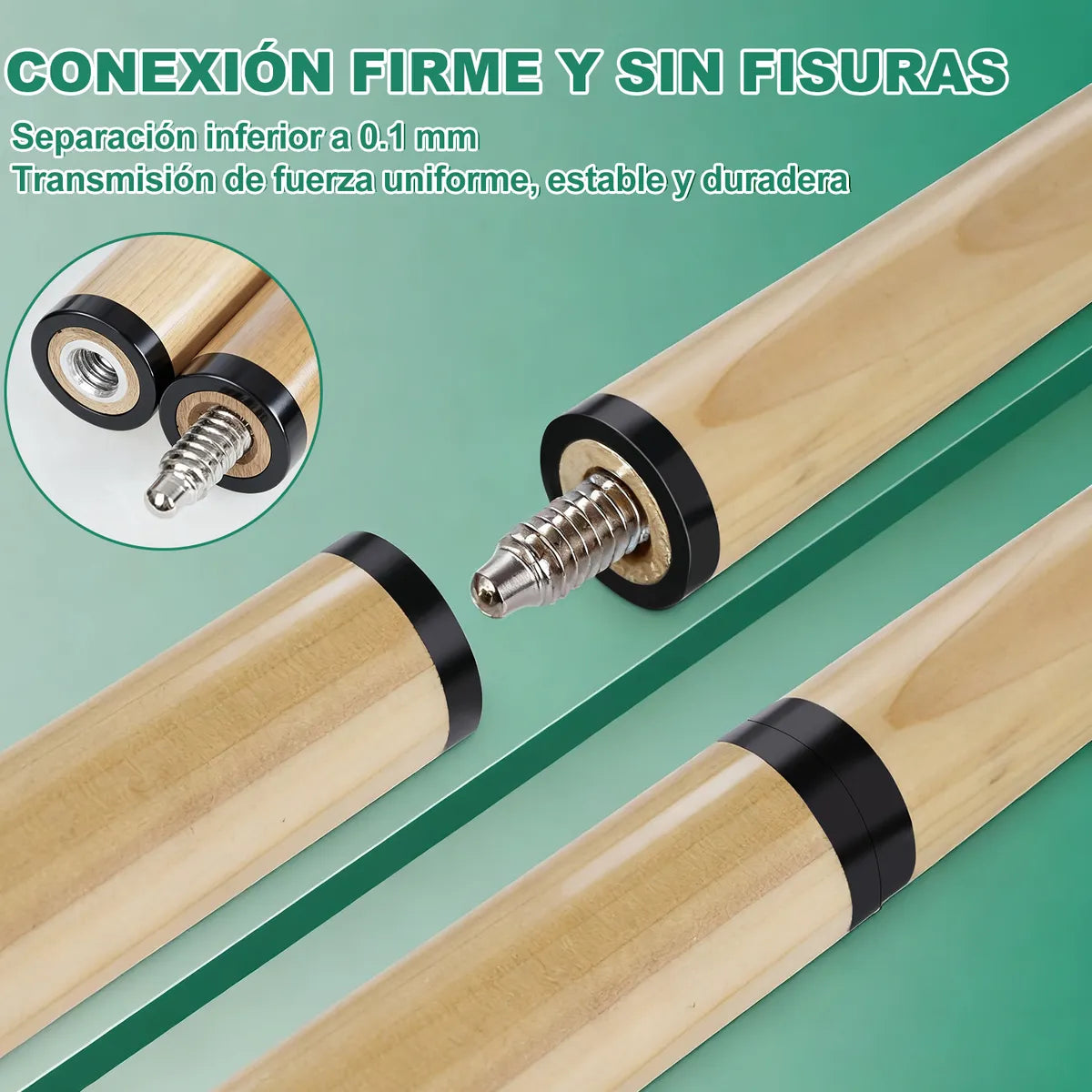 2 Tacos Billar De Maple Palos Snooker Desarmable Profesional