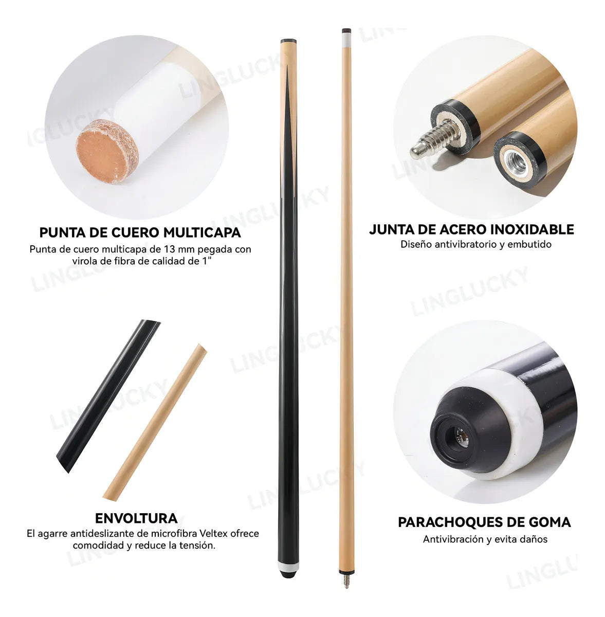 1pcs Tacos Billar De Maple Palos Snooker Desarmable Pool Cue Stick Professional Palo De Billar Portátil Barra De Billiard Palo De Piscina Para Principiantes Ejercicios De Entretenimiento 145cm