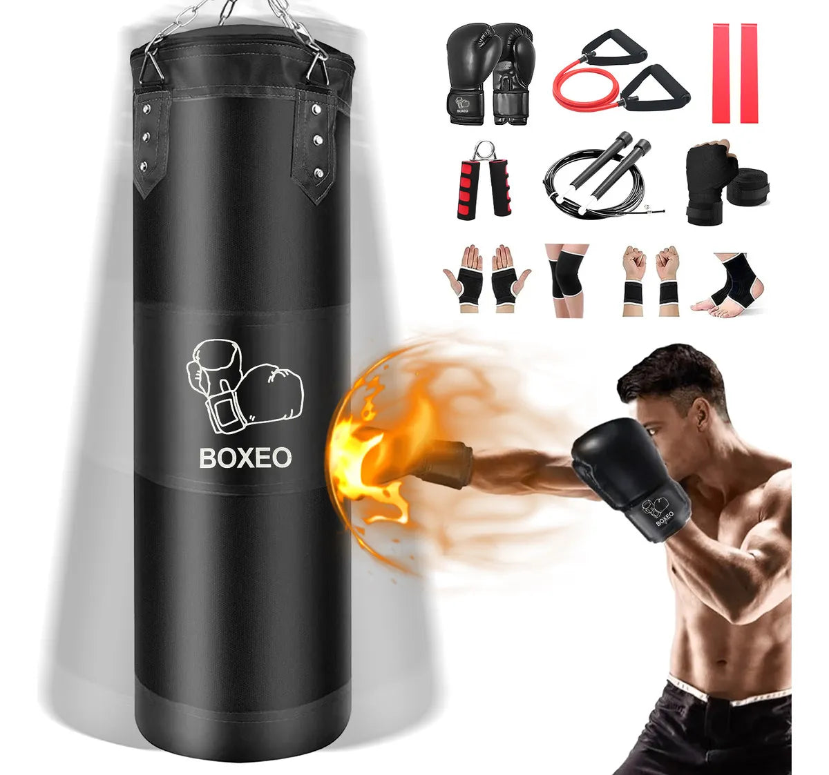 Costal para Box Saco Bolsa Boxeo 1.2m Estrella Premium Pu Saco De Boxeo Deportivo Kit Costal Boxeo Negro