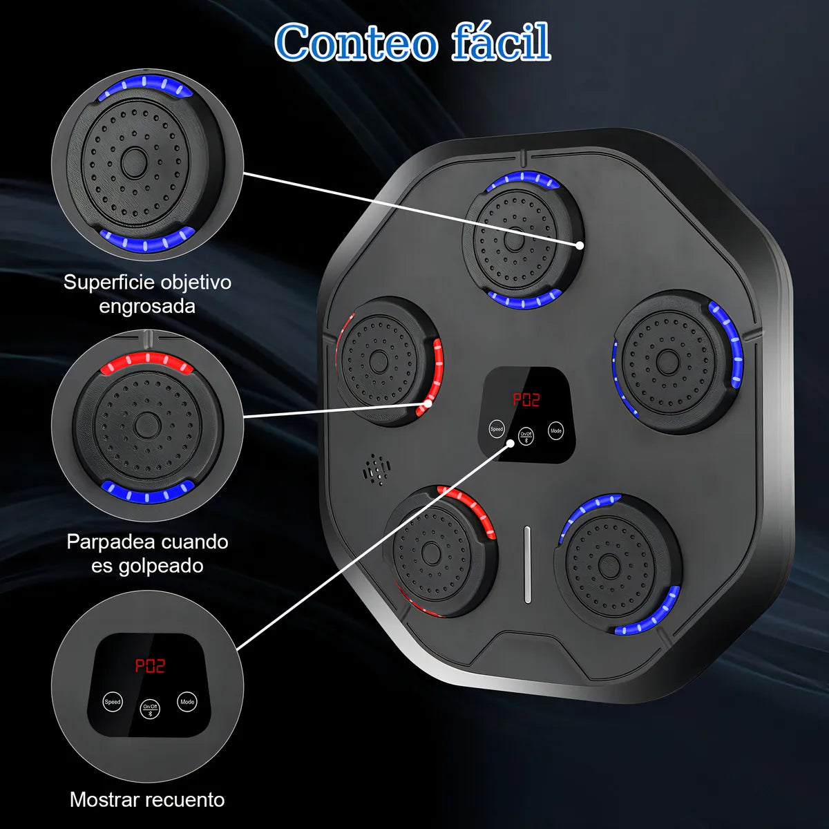 Rowide Maquina De Boxeo Musical Entrenador Inteligente Con Música Con 2 Pares De Guantes Adecuada Para Juegos Entre Padres E Hijos Deportes Y Fitness Regalo De Cumpleaños Negro