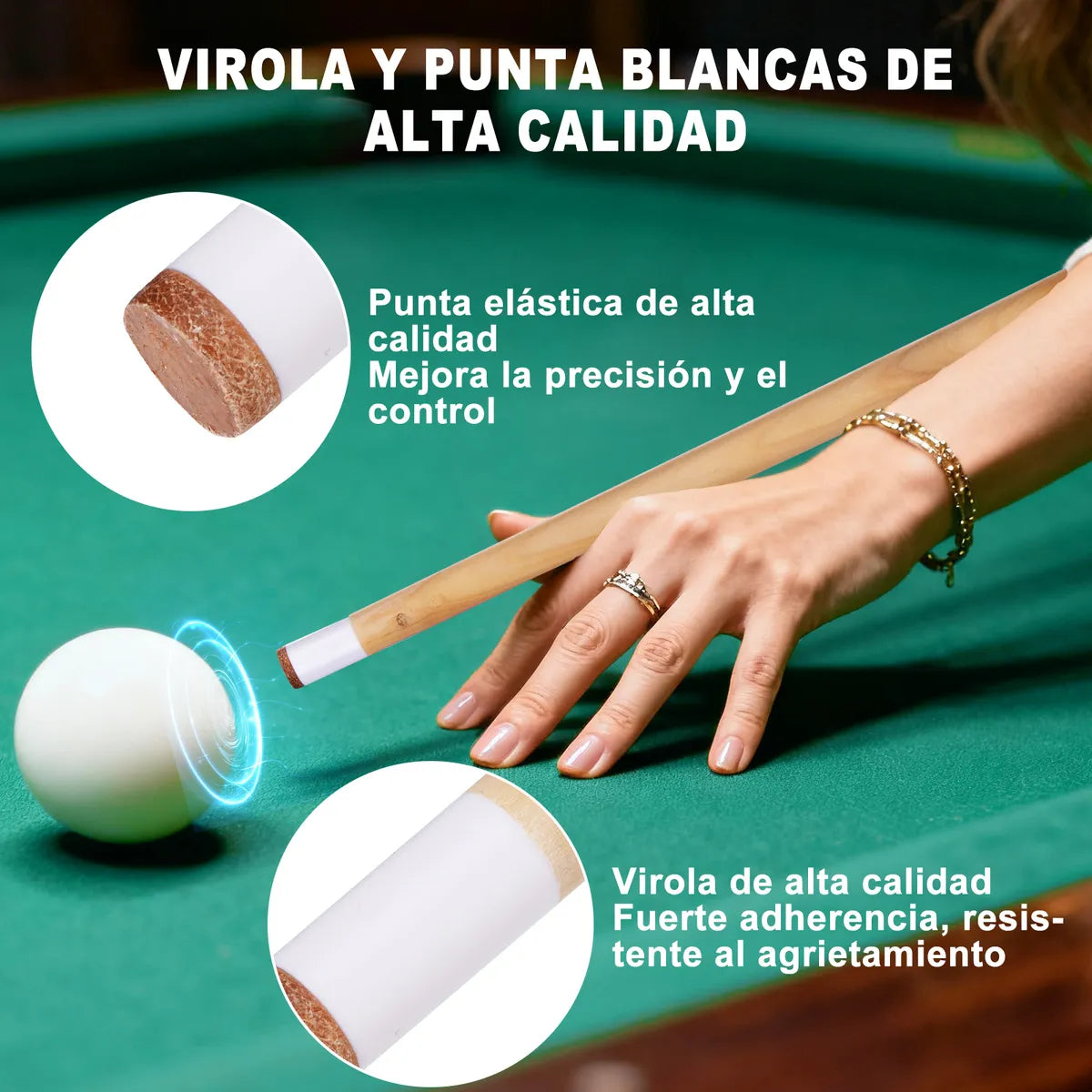 2 Tacos Billar De Maple Palos Snooker Desarmable Profesional