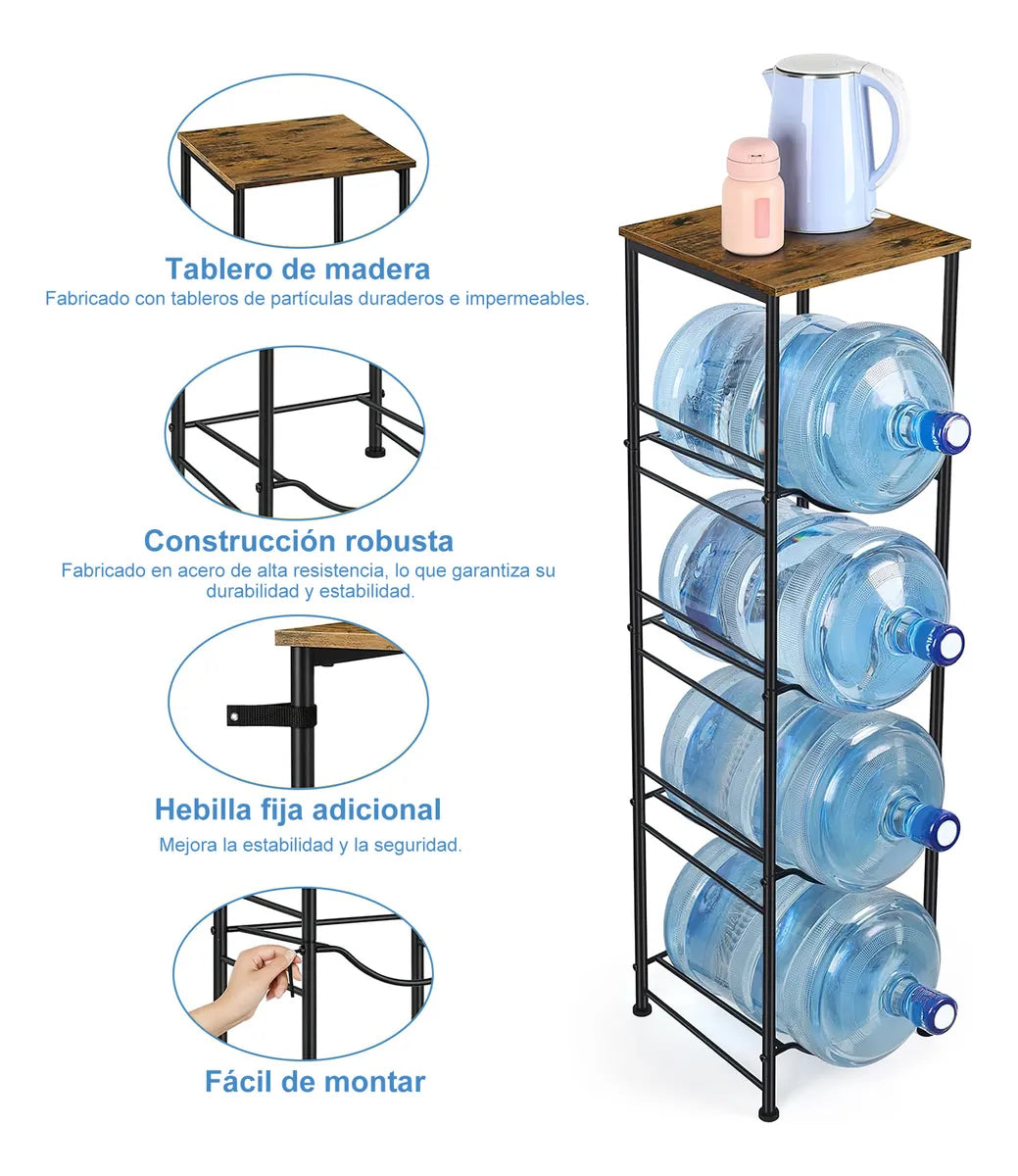 Rack Porta Garrafón Metálico 5 Niveles Para Garrafón De Agua