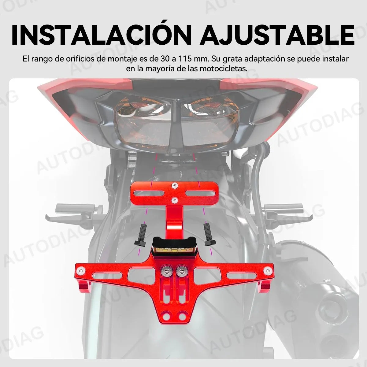 Soporte Placa Universal Para Moto Ajustable Con Luces Led