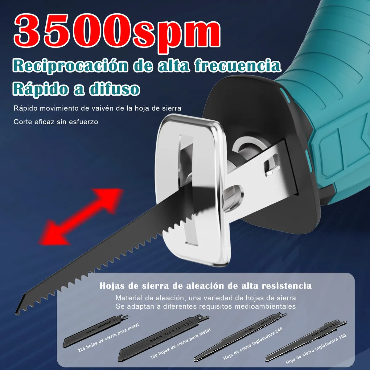 Sierra Recíproca Inalámbrica LINGLUCKY 21V 18500RPM Corte Madera Metal 2 Baterías