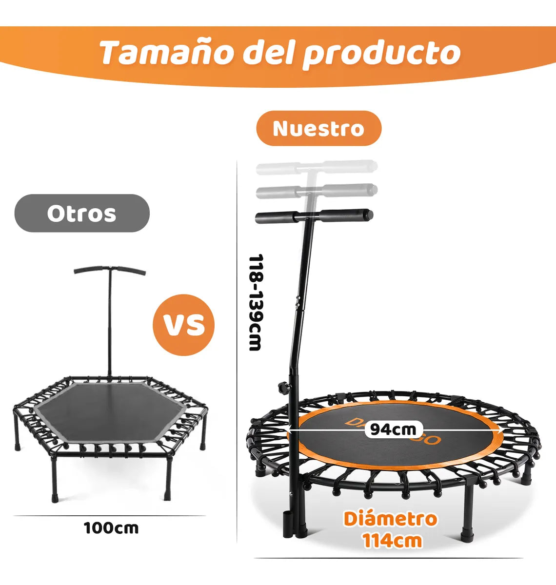 Trampolín Aeróbico Brincolín Fitness Ejercicio Ajustable T