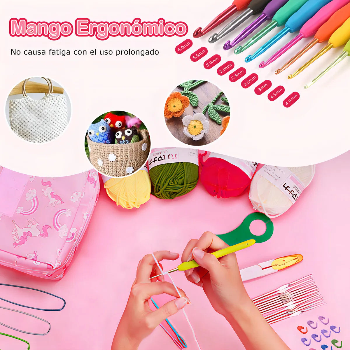 Kit completo de ganchillo para tejer bordado de set de costura SAFONUS rosa