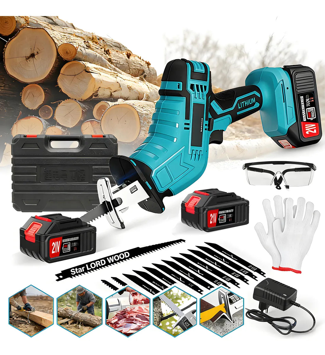 Sierra Eléctrica Recíproca Sable Inalámbrica Con 2 Baterías