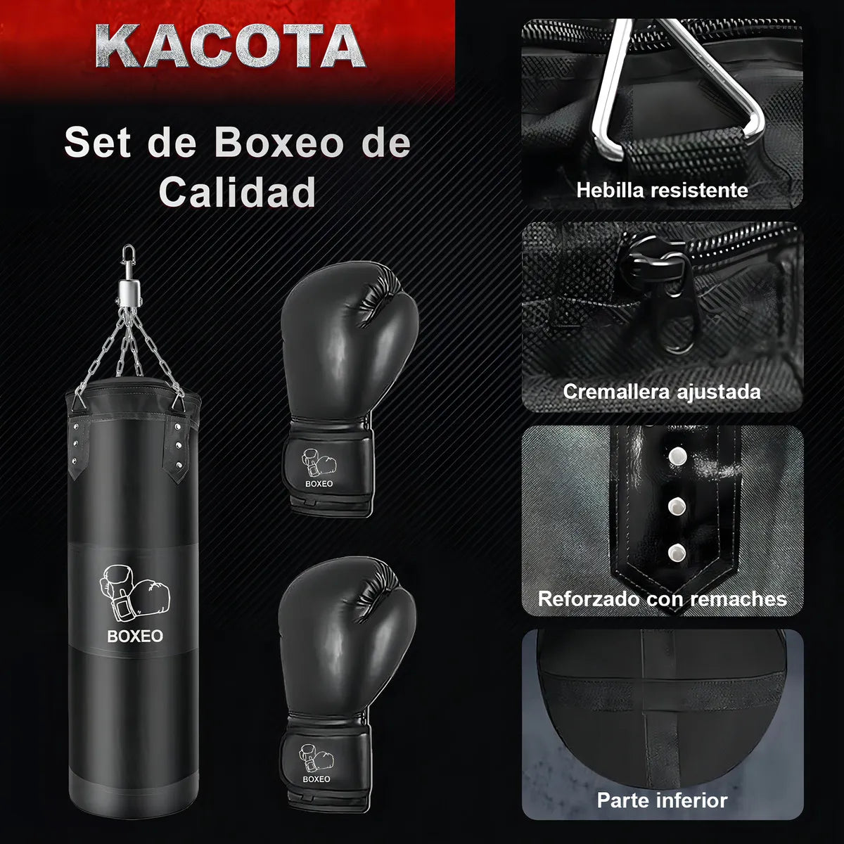 Costal para Box Saco Bolsa Boxeo 1.2m Estrella Premium Pu Saco De Boxeo Deportivo Kit Costal Boxeo Negro