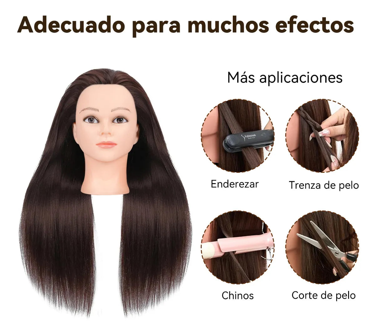 Cabeza De Maniquí De Entrenamiento De Peluquería 75cm Maniqui o Cabezon para Peinar