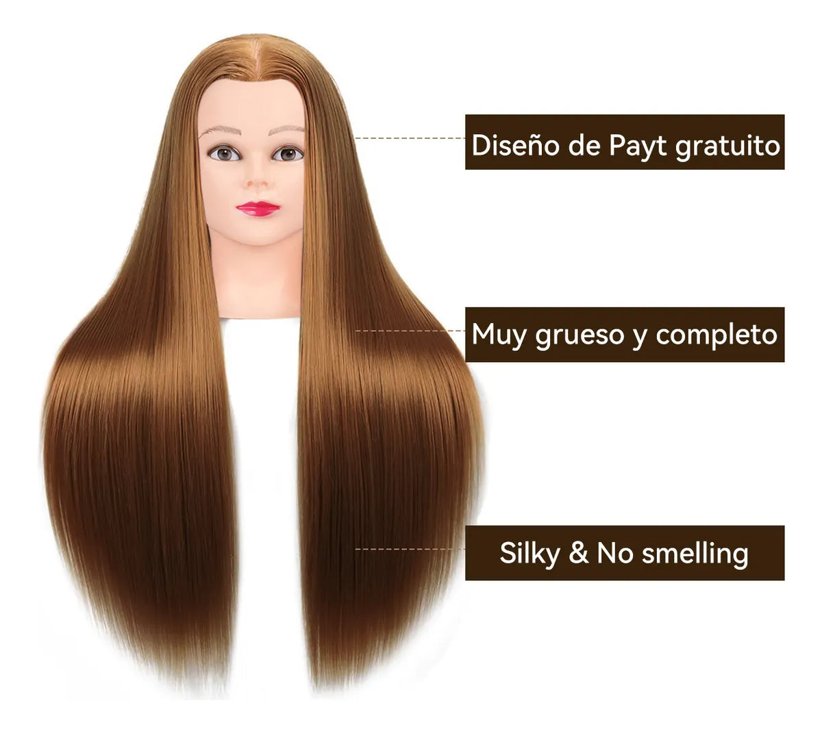 75cm Cabeza De Maniquí De Entrenamiento De Peluquería Dorado