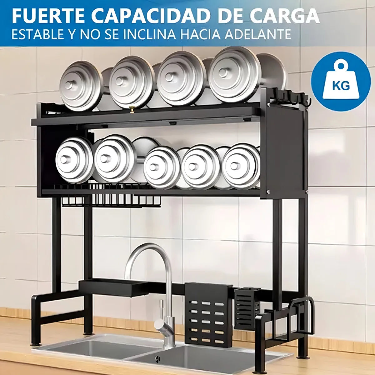 Escurridor de trastes sobre fregadero platos con puerta，Escurreplatos Y Escurreplatos De Cocinade 2 Niveles 65cm