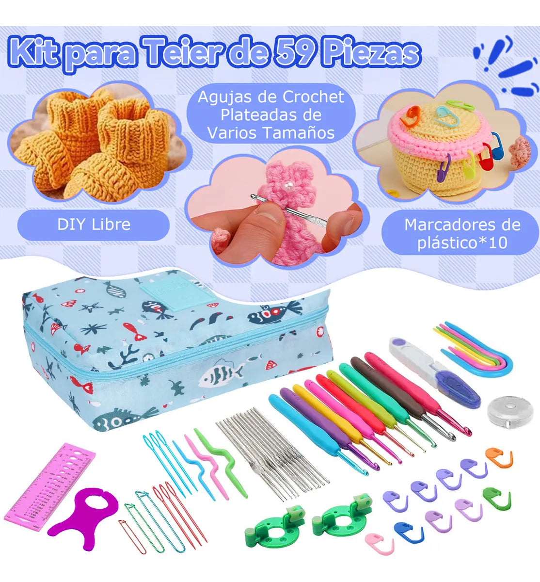 Set de Costura para Tejer Bordado Safonus Costura Kit de costura Color azul