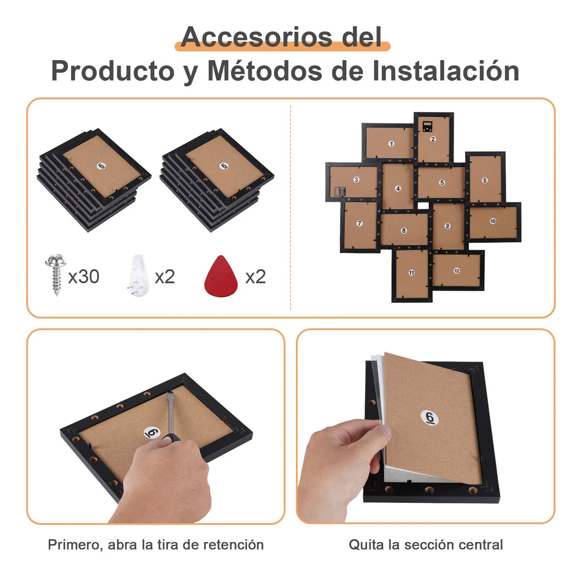 12 piezas Marco De Fotos Marcos Cuadros Decorativos Retrato 4x6" Regalos de Navidad Regalos de Cumpleaños Regalos de Aniversario