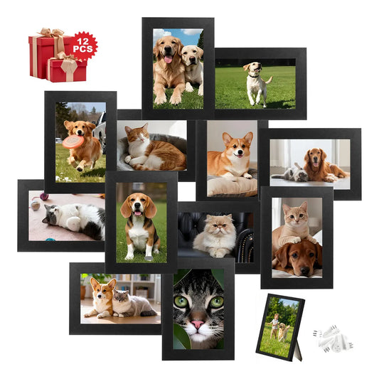 12 piezas Marco De Fotos Marcos Cuadros Decorativos Retrato 4x6" Regalos de Navidad Regalos de Cumpleaños Regalos de Aniversario