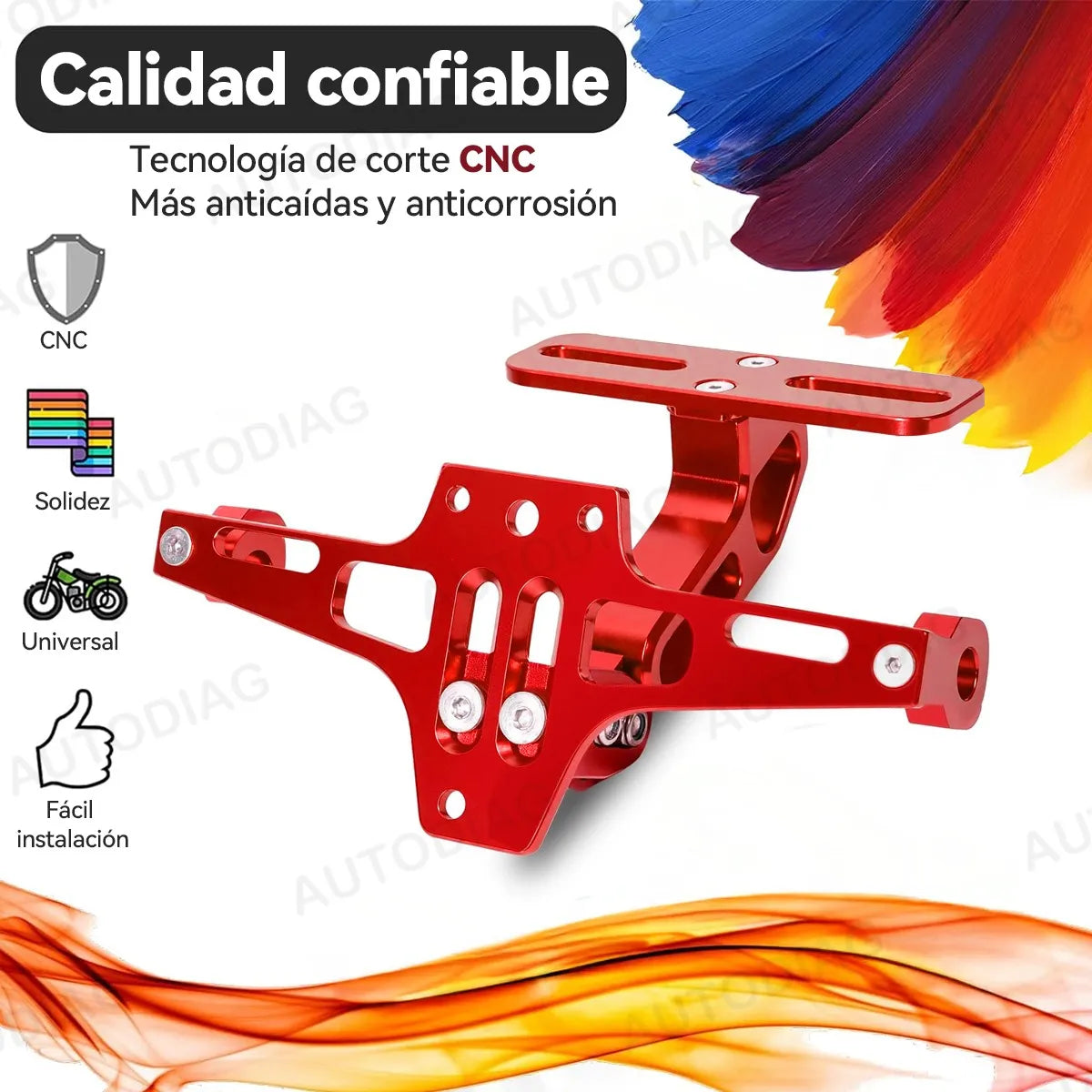 Soporte Placa Universal Para Moto Ajustable Con Luces Led