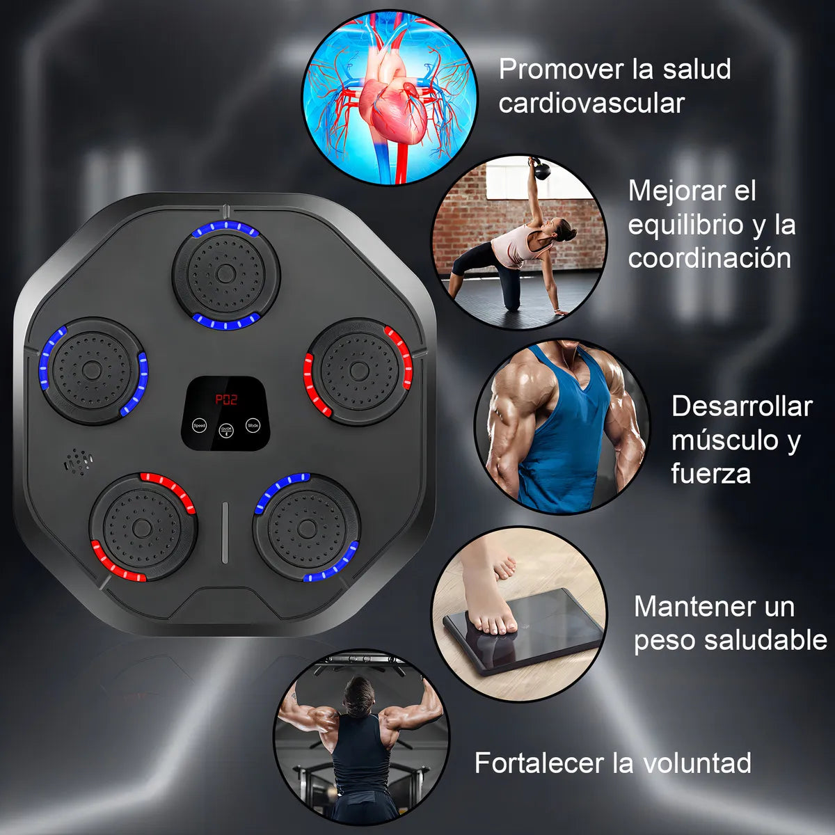 Rowide Maquina De Boxeo Musical Entrenador Inteligente Con Música Con 2 Pares De Guantes Adecuada Para Juegos Entre Padres E Hijos Deportes Y Fitness Regalo De Cumpleaños Negro