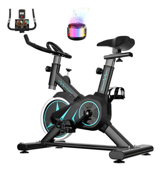 ROWIDE® Bicicleta Estacionaria Bicicleta Spinning para Ejercicio Bicicleta de Ejercicio Aeróbico para Interiores Bicicleta Estática con Altavoz Bluetooth para Gimnasio en Casa