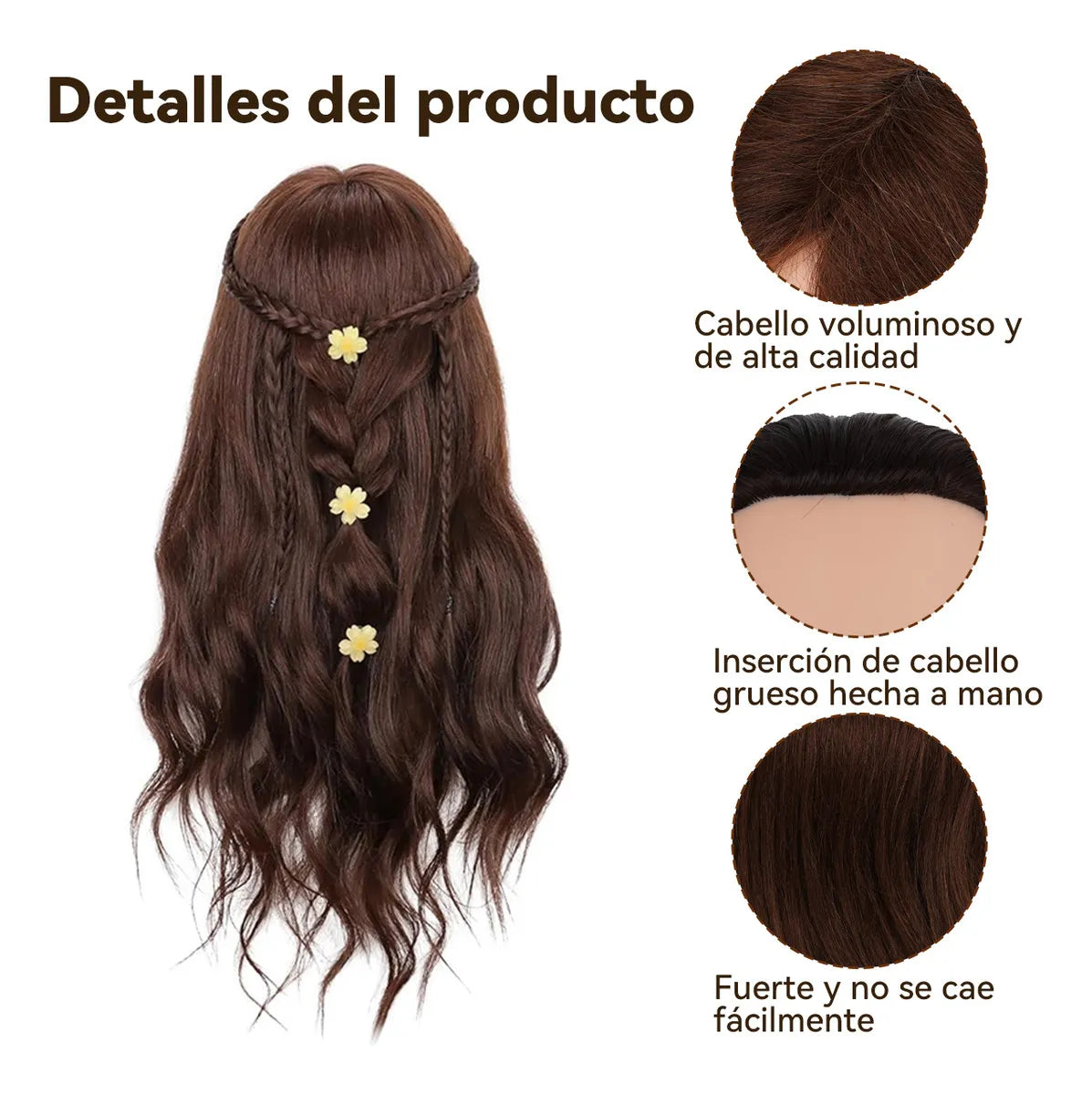 Cabeza De Maniquí De Entrenamiento De Peluquería 75cm Maniqui o Cabezon para Peinar