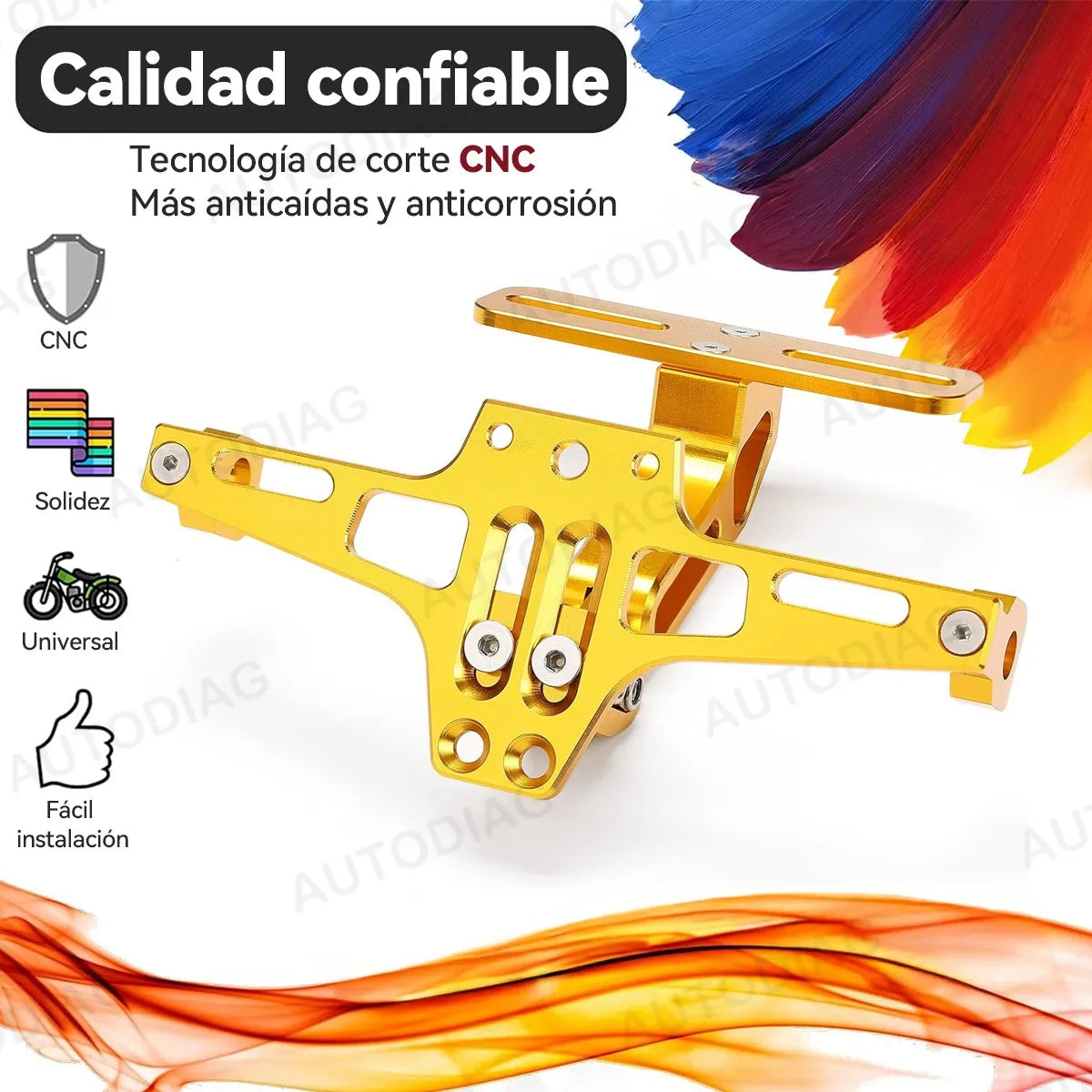 Porta Placa Universal Para Moto Ajustable Con Luz Y Tornillo