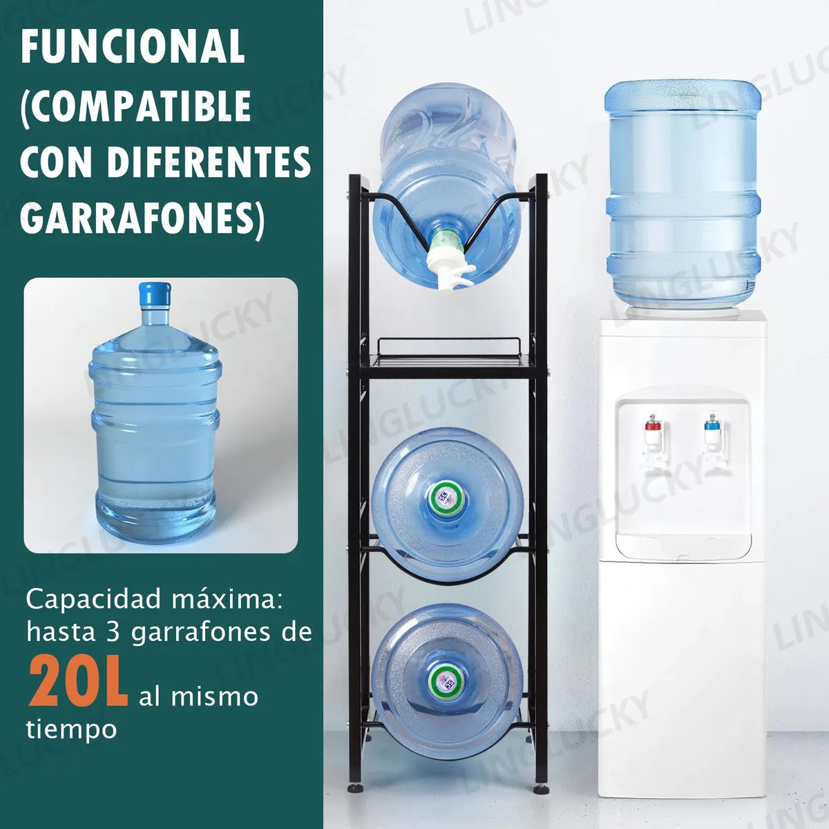 Porta Garrafones Agua 4 Piso+ 2 Válvula Dispensadora De Agua