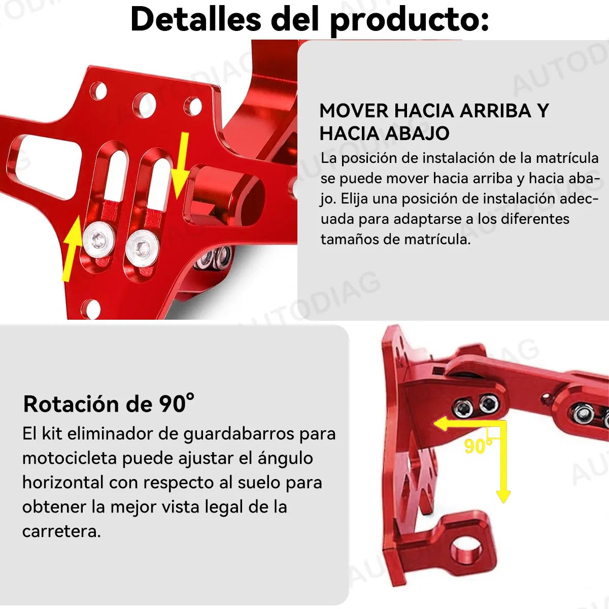 Soporte Placa Universal Para Moto Ajustable Con Luces Led