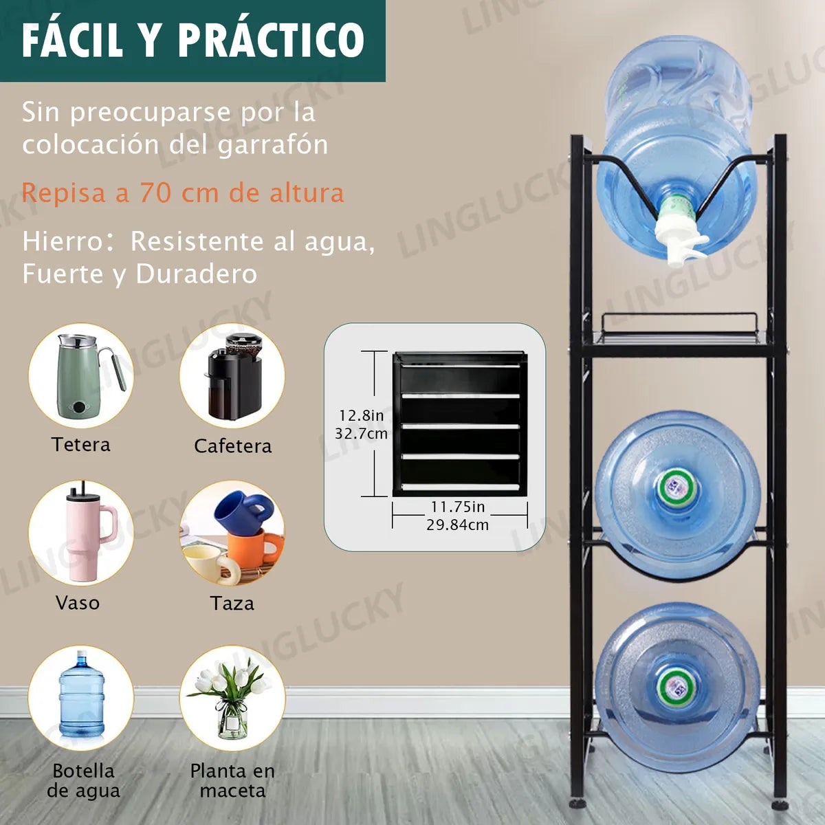 Porta Garrafones Agua 4 Piso+ 2 Válvula Dispensadora De Agua