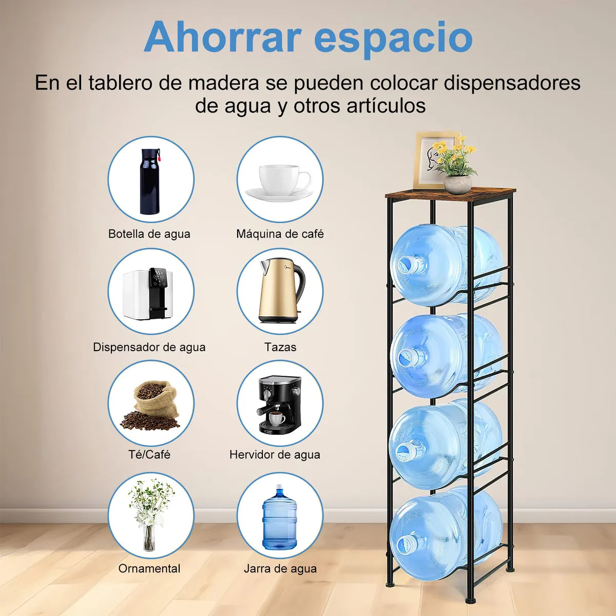 Rack Porta Garrafón Metálico 5 Niveles Para Garrafón De Agua