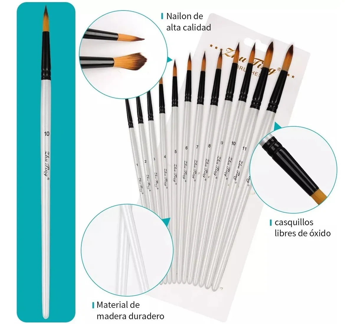 Juego De Pinceles De Nailon Para Acuarelas, 24 Piezas