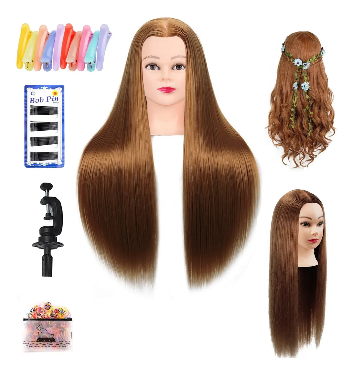 75cm Cabeza De Maniquí De Entrenamiento De Peluquería Dorado