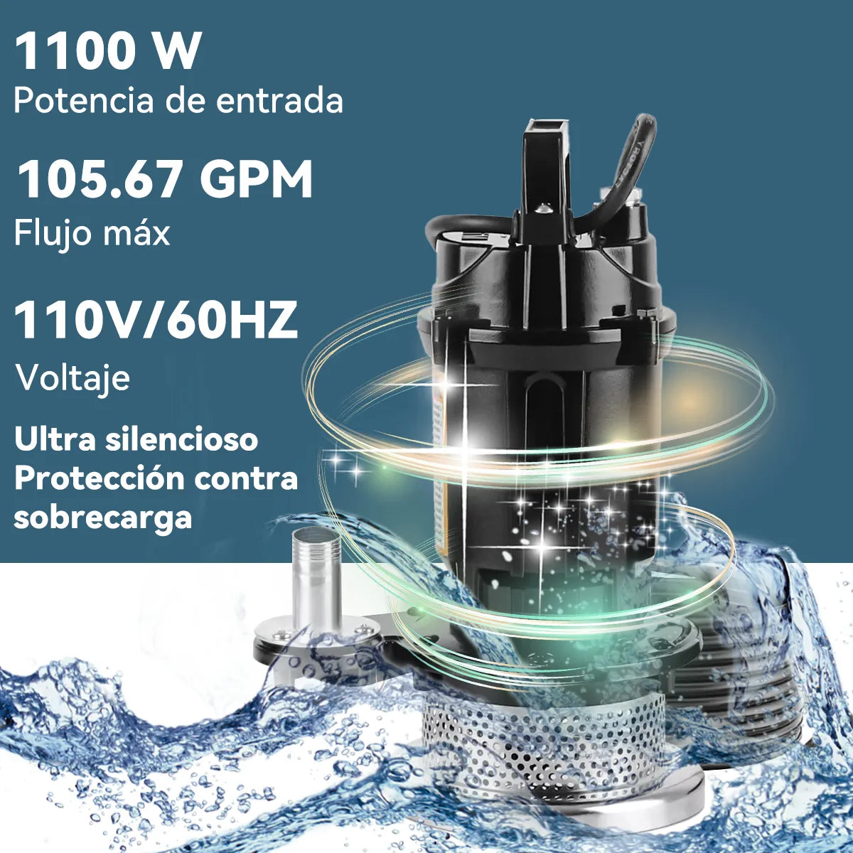 Bomba Sumergible Metálica 1/2 Hp Para Agua Limpia/ Sucia